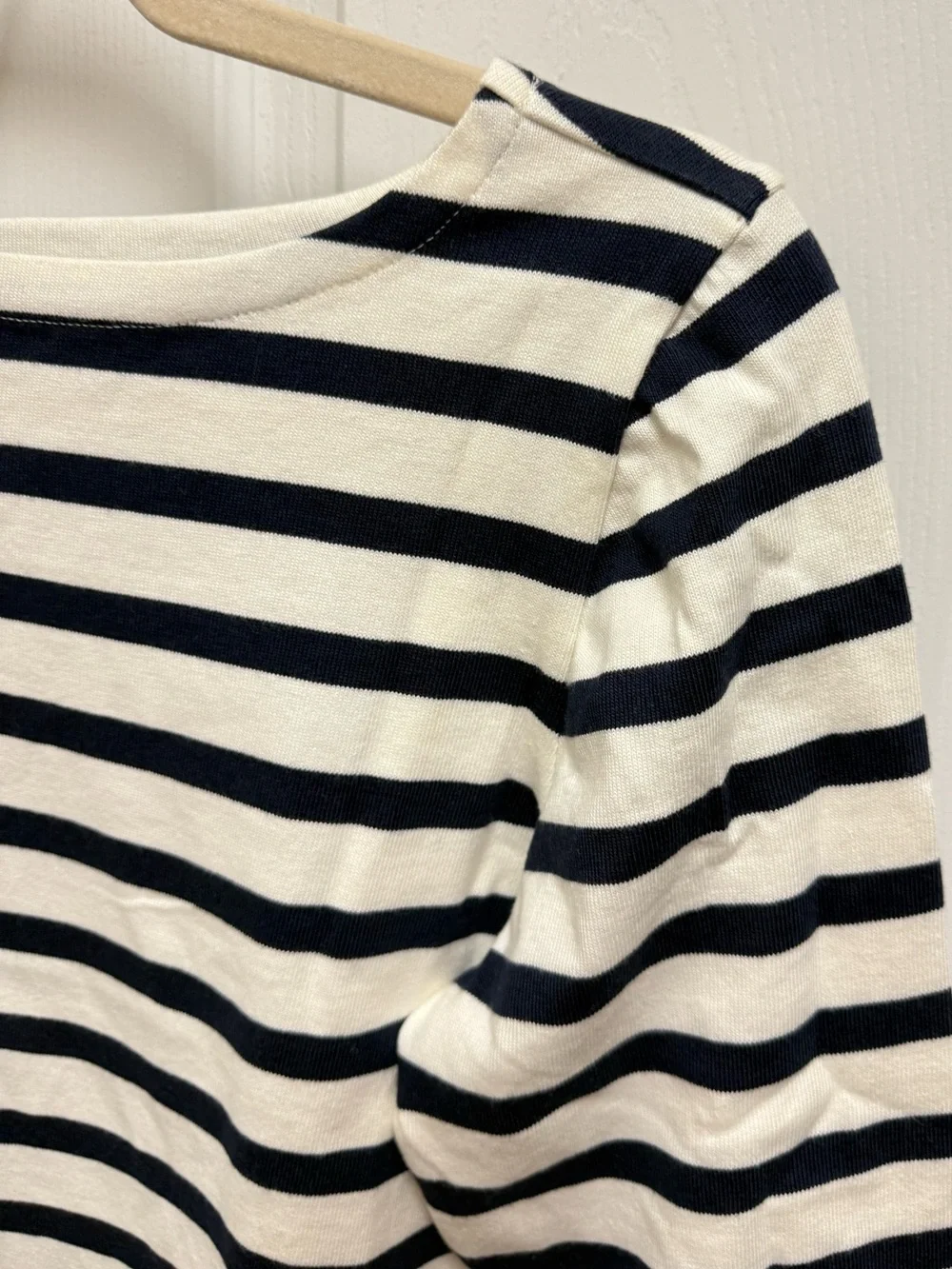 NWT J. Crew Classic Navy & Cream Striped Boatneck Top